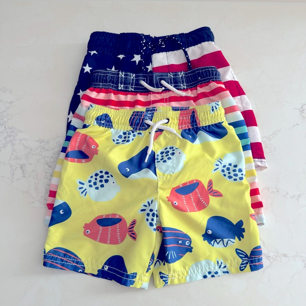 Boys 4T Summer Swimming Trunks ~ 3 pairs